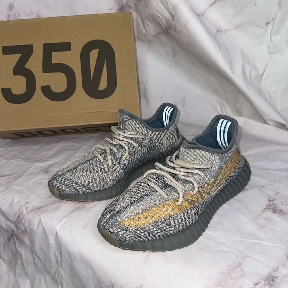 Adidas Yeezy Boost 350 V2 Gray and Gold Sneakers